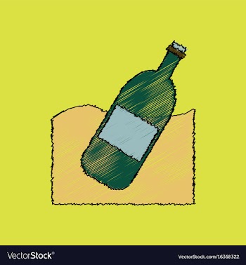 Flat shading style icon bottle in the ground vector image