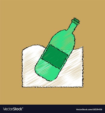 Flat shading style icon bottle in the ground vector image