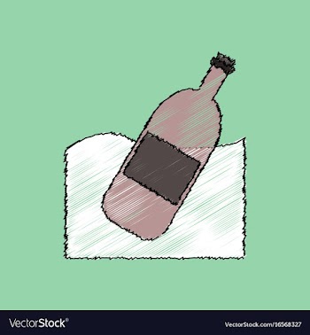 Flat shading style icon bottle in the ground vector image