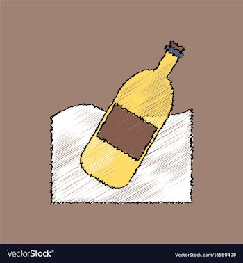 Flat shading style icon bottle in the ground vector image