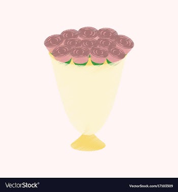 Flat shading style icon bouquet of roses vector image