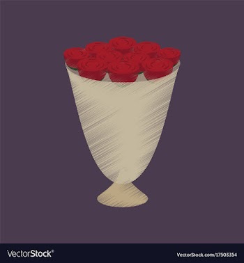 Flat shading style icon bouquet of roses vector image
