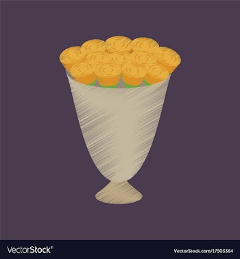 Flat shading style icon bouquet of roses vector image
