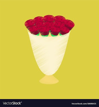 Flat shading style icon bouquet of roses vector image