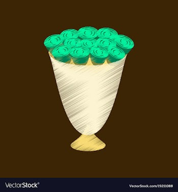 Flat shading style icon bouquet of roses vector image