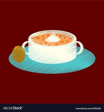 Flat shading style icon bread-soup with dried vector image