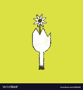 Flat shading style icon broken bottle and flower vector image