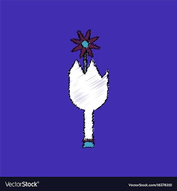 Flat shading style icon broken bottle and flower vector image