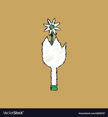 Flat shading style icon broken bottle and flower vector image