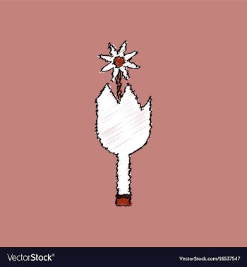 Flat shading style icon broken bottle and flower vector image