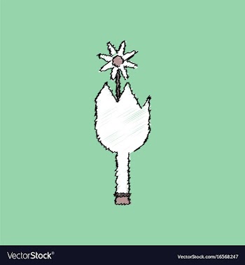 Flat shading style icon broken bottle and flower vector image
