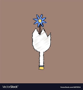 Flat shading style icon broken bottle and flower vector image