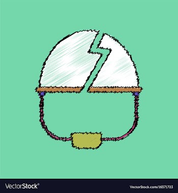 Flat shading style icon broken military helmet vector image