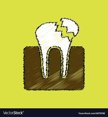 Flat shading style icon broken tooth vector image