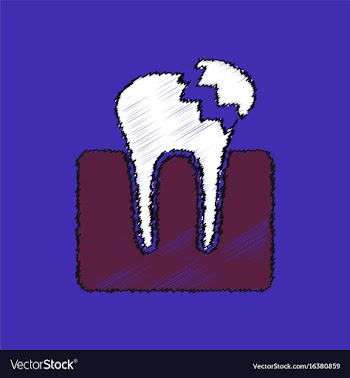 Flat shading style icon broken tooth vector image