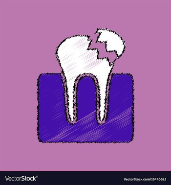 Flat shading style icon broken tooth vector image