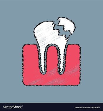 Flat shading style icon broken tooth vector image
