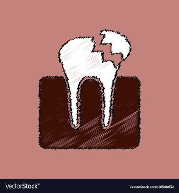 Flat shading style icon broken tooth vector image