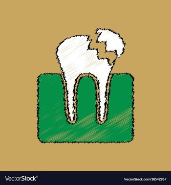 Flat shading style icon broken tooth vector image