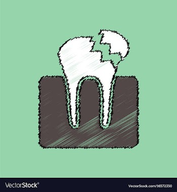 Flat shading style icon broken tooth vector image