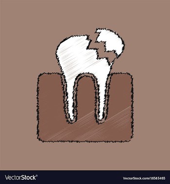 Flat shading style icon broken tooth vector image