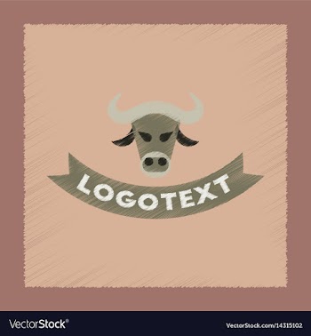 Flat shading style icon bull logo vector image
