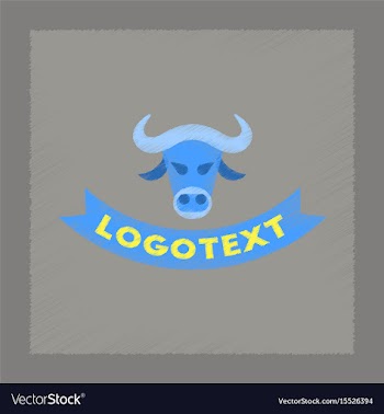 Flat shading style icon bull logo vector image