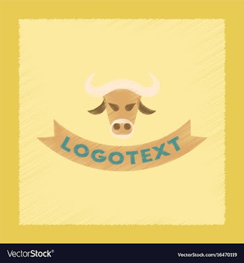Flat shading style icon bull logo vector image