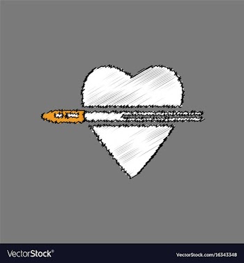 Flat shading style icon bullet wounded the heart vector image