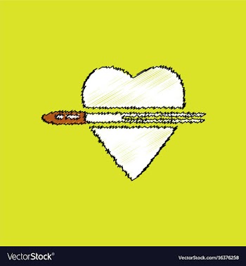 Flat shading style icon bullet wounded the heart vector image