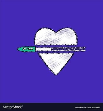 Flat shading style icon bullet wounded the heart vector image