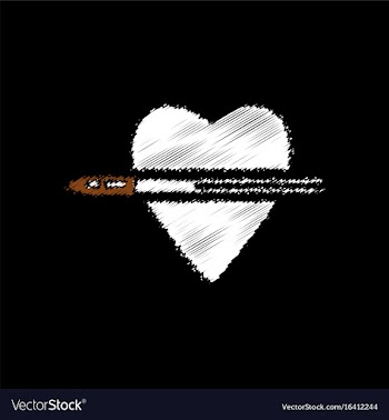 Flat shading style icon bullet wounded the heart vector image