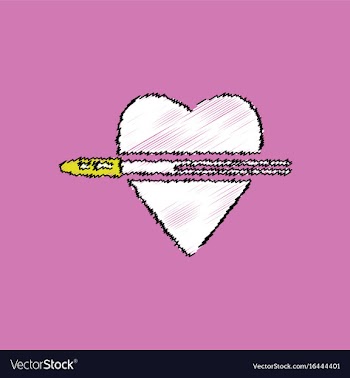 Flat shading style icon bullet wounded the heart vector image