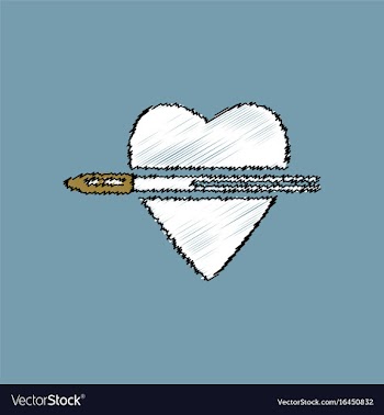 Flat shading style icon bullet wounded the heart vector image