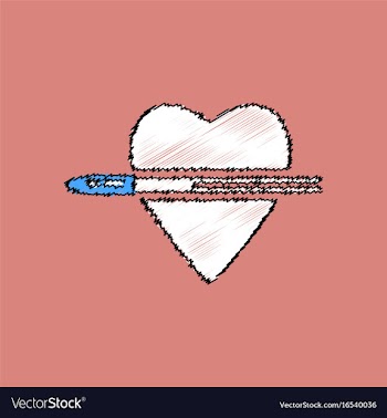 Flat shading style icon bullet wounded the heart vector image