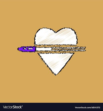 Flat shading style icon bullet wounded the heart vector image