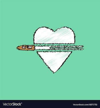 Flat shading style icon bullet wounded the heart vector image
