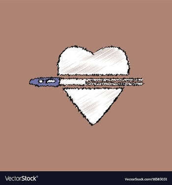 Flat shading style icon bullet wounded the heart vector image