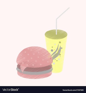 Flat shading style icon burger and soda vector image