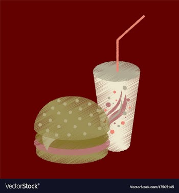 Flat shading style icon burger and soda vector image
