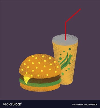 Flat shading style icon burger and soda vector image