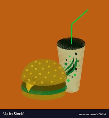 Flat shading style icon burger and soda vector image