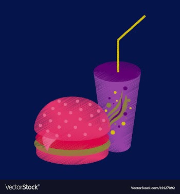 Flat shading style icon burger and soda vector image