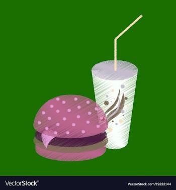 Flat shading style icon burger and soda vector image