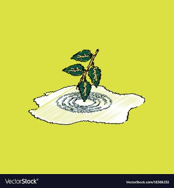Flat shading style icon bush and puddle vector image