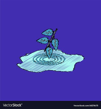 Flat shading style icon bush and puddle vector image