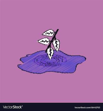 Flat shading style icon bush and puddle vector image
