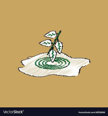 Flat shading style icon bush and puddle vector image