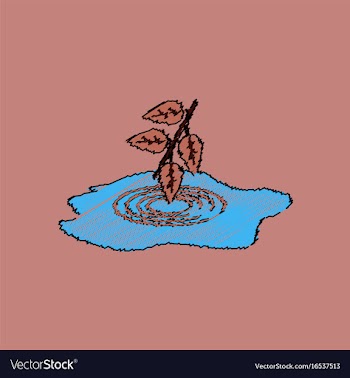 Flat shading style icon bush and puddle vector image