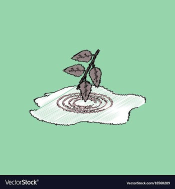 Flat shading style icon bush and puddle vector image